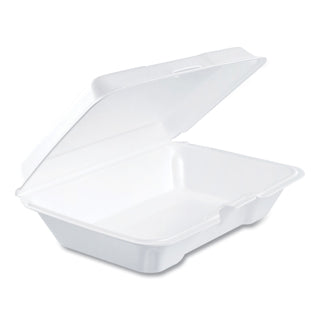 Dart® Foam Hinged Lid Containers, 6.4w x 9.3d x 2.6h, White, 200/Carton (DCC206HT1R)