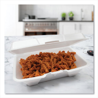 Dart® Foam Hinged Lid Containers, 6.4w x 9.3d x 2.6h, White, 200/Carton (DCC206HT1R)