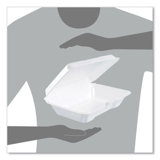 Dart® Foam Hinged Lid Containers, 6.4w x 9.3d x 2.6h, White, 200/Carton (DCC206HT1R)