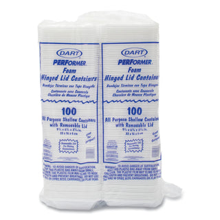 Dart® Foam Hinged Lid Containers, 6.4w x 9.3d x 2.6h, White, 200/Carton (DCC206HT1R)
