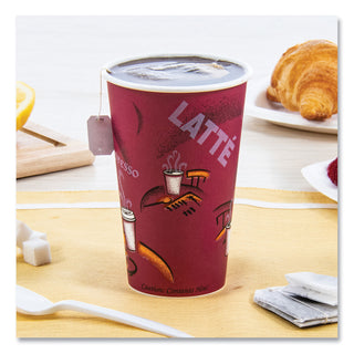 SOLO® Bistro Design Hot Drink Cups, Paper, 16oz, Maroon, 50/Pack (SLO316SIPK)