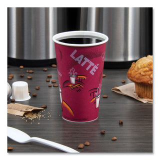 SOLO® Bistro Design Hot Drink Cups, Paper, 16oz, Maroon, 50/Pack (SLO316SIPK)