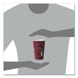 SOLO® Bistro Design Hot Drink Cups, Paper, 16oz, Maroon, 50/Pack (SLO316SIPK)