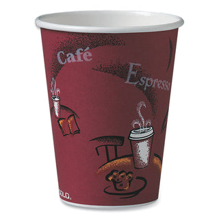 SOLO® Bistro Design Hot Drink Cups, Paper, 12oz, Maroon, 50/Pack (SLO412SINPK)