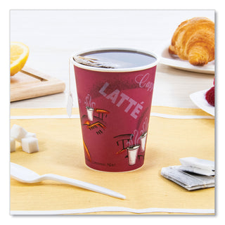 SOLO® Bistro Design Hot Drink Cups, Paper, 12oz, Maroon, 50/Pack (SLO412SINPK)