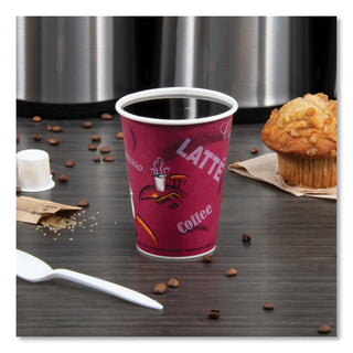 SOLO® Bistro Design Hot Drink Cups, Paper, 12oz, Maroon, 50/Pack (SLO412SINPK)