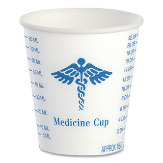 SOLO® Paper Medical & Dental Graduated Cups, 3oz, White/Blue, 100/Bag, 50 Bags/Carton (SCCR3)