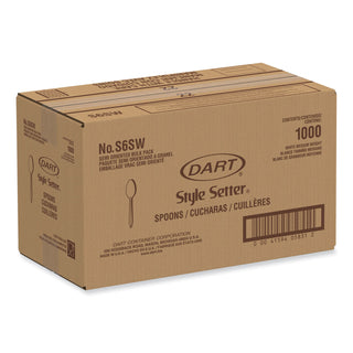 SOLO® Regal Mediumweight Cutlery, Full-Size, Teaspoon, White, 1000/Carton (SCCS6SW)