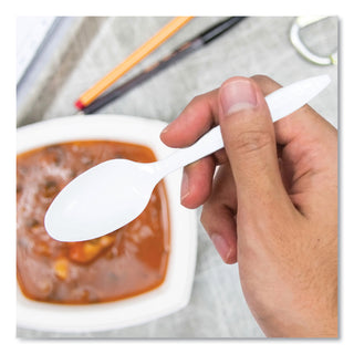 SOLO® Regal Mediumweight Cutlery, Full-Size, Teaspoon, White, 1000/Carton (SCCS6SW)