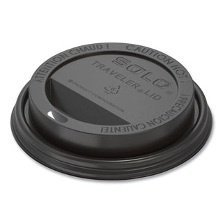 SOLO® Traveler Cappuccino Style Dome Lid, 10-24oz Cups, Black, 100/Sleeve, 10 Sleeves/Carton (SCCTLB316)