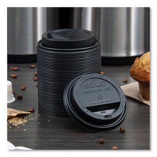 SOLO® Traveler Cappuccino Style Dome Lid, 10-24oz Cups, Black, 100/Sleeve, 10 Sleeves/Carton (SCCTLB316)