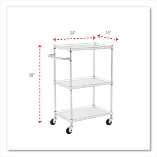 Alera® 3-Shelf Wire Cart with Liners, 24w x 16d x 39h, Silver, 500-lb Capacity (ALESW322416SR)