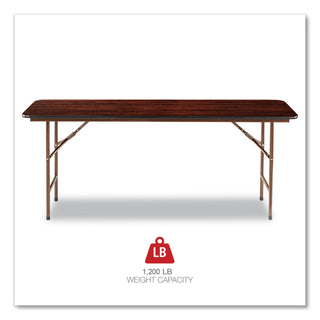 Alera® Wood Folding Table, Rectangular, 71 7/8w x 17 3/4d x 29 1/8h, Mahogany (ALEFT727218MY)