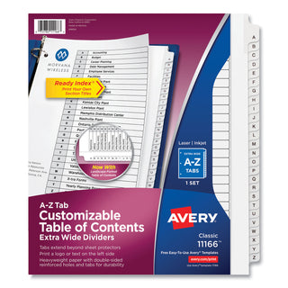 Avery® Customizable TOC Ready Index Black and White Dividers, 26-Tab, Letter (AVE11166)