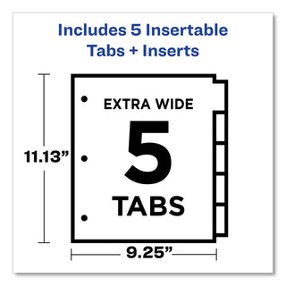 Avery® Insertable Big Tab Dividers, 5-Tab, 11 1/8 x 9 1/4 (AVE11220)