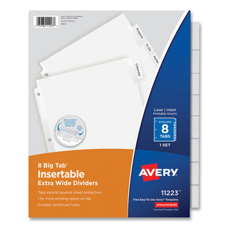 Avery® Insertable Big Tab Dividers, 8-Tab, 11 1/8 x 9 1/4 (AVE11223)