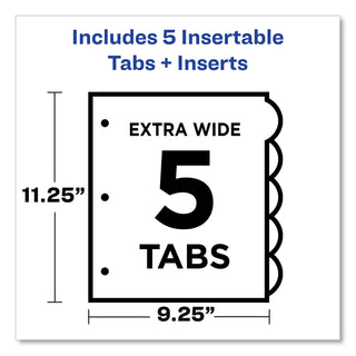 Avery® Style Edge Insertable Dividers with Pocket, Multicolor, 5-Tab, 11 1/4 x 9 1/4 (AVE11292)