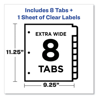Avery® Print and Apply Index Maker Clear Label Dividers, 8 White Tabs, Letter (AVE11439)