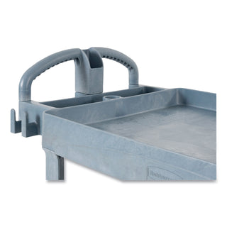Rubbermaid® Commercial BRUTE Heavy-Duty Ergo Handle Utility Cart, Plastic, 2 Shelves, 750 lb Capacity, 26" x 55" x 33.25", Gray (RCP2192463)