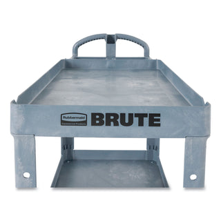 Rubbermaid® Commercial BRUTE Heavy-Duty Ergo Handle Utility Cart, Plastic, 2 Shelves, 750 lb Capacity, 26" x 55" x 33.25", Gray (RCP2192463)