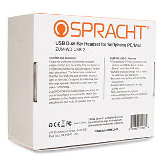 Spracht ZuM USB Headset, Binaural, Over The Head (SPTZUMWDUSB2)