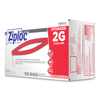 Ziploc® Double Zipper Storage Bags, 2 gal, 1.75 mil, 15" x 13", Clear, 100/Carton (SJN682253)