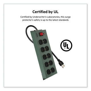 Belkin® Metal SurgeMaster Surge Protector, 10 Outlets, 15 ft Cord, 885 Joules, Dark Gray (45660L)