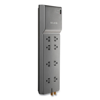 Belkin® Home/Office Surge Protector, 8 Outlets, 12 ft Cord, 3390 Joules, Dark Gray (BLKBE10823012)