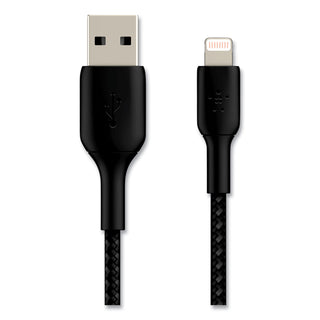 Belkin® BOOST CHARGE Braided Lightning to USB-A ChargeSync Cable, 6.6 ft, Black (BLKCAA002BT2MBK)