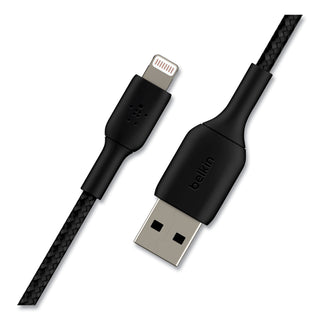 Belkin® BOOST CHARGE Braided Lightning to USB-A ChargeSync Cable, 6.6 ft, Black (BLKCAA002BT2MBK)