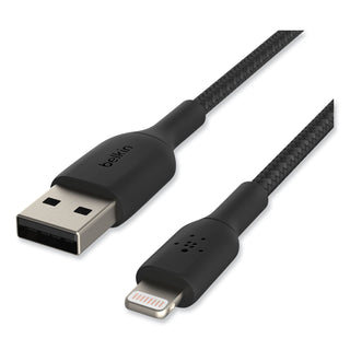 Belkin® BOOST CHARGE Braided Lightning to USB-A ChargeSync Cable, 6.6 ft, Black (BLKCAA002BT2MBK)