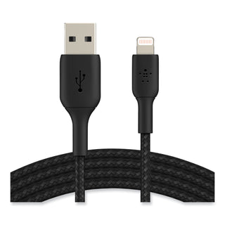 Belkin® BOOST CHARGE Braided Lightning to USB-A ChargeSync Cable, 6.6 ft, Black (BLKCAA002BT2MBK)
