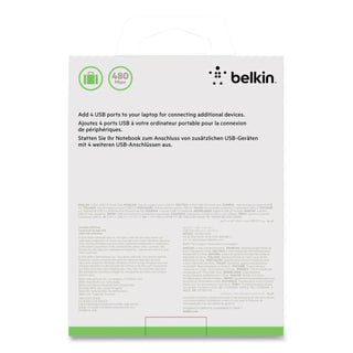 Belkin® 4-Port Ultra-Slim Travel Hub, 4 Port, Nightshade/White (BLKF4U042BT)