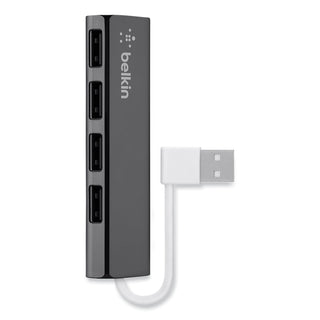 Belkin® 4-Port Ultra-Slim Travel Hub, 4 Port, Nightshade/White (BLKF4U042BT)
