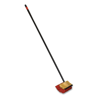 O-Cedar® Commercial Bi-Level Floor Scrub Brush, Polypro Bristles, 10" Block, 54"Handle, Beige/Black (DVOCB066155)