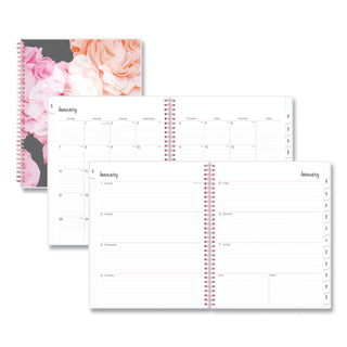 Blue Sky® Joselyn Weekly/Monthly Planner, Floral Artwork, 11 x 8.5, Pink/Peach/Black Cover, 12-Month (Jan to Dec): 2026 (BLS110394)