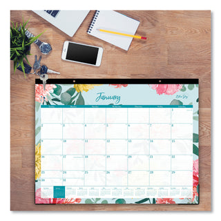 Blue Sky® Reflections Desk Pad Calendar, Floral Artwork, 22 x 17, Assorted Sheet Colors, Black Binding, 12-Month (Jan to Dec): 2025 (BLS117886)