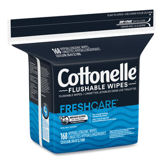 Cottonelle® Fresh Care Flushable Cleansing Cloths, 1-Ply, 5 x 7.25, White, 168/Pack, 8 Packs/Carton (KCC10358CT)