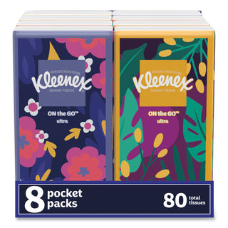 Kleenex® On The Go Packs Facial Tissues, 3-Ply, White, 10 Sheets/Pouch, 8 Pouches/Pack (KCM46651PK)