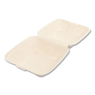 Boardwalk® Bagasse PFAS-Free Food Containers, 1-Compartment, 6 x 6 x 3.19, Tan, Bamboo/Sugarcane, 500/Carton (BWKHINGE66NPFA)