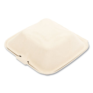 Boardwalk® Bagasse PFAS-Free Food Containers, 1-Compartment, 6 x 6 x 3.19, Tan, Bamboo/Sugarcane, 500/Carton (BWKHINGE66NPFA)