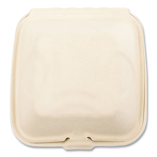 Boardwalk® Bagasse PFAS-Free Food Containers, 1-Compartment, 6 x 6 x 3.19, Tan, Bamboo/Sugarcane, 500/Carton (BWKHINGE66NPFA)