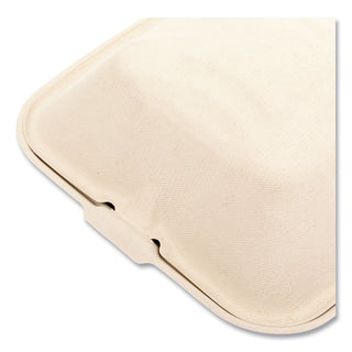 Boardwalk® Bagasse PFAS-Free Food Containers, 1-Compartment, 6 x 6 x 3.19, Tan, Bamboo/Sugarcane, 500/Carton (BWKHINGE66NPFA)
