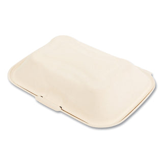 Boardwalk® Bagasse PFAS-Free Food Containers, Hoagie/Hinged Lid, 1-Compartment, 6 x 3 x 9, Tan, Bamboo/Sugarcane, 250/Carton (BWKHINGE96NPFA)