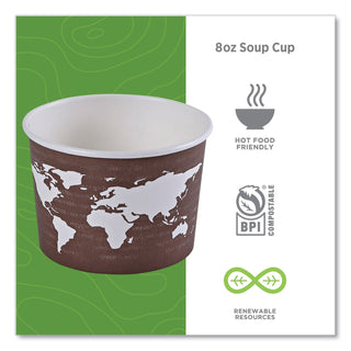 Eco-Products® World Art Renewable and Compostable Food Container, 8 oz, Brown, 50/Pack, 20 Packs/Carton (ECOEPBSC8WA)