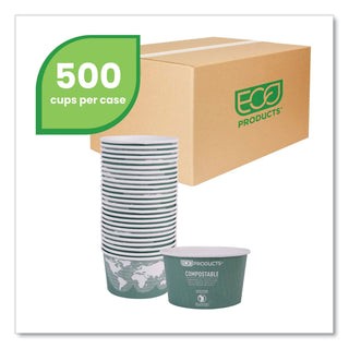 Eco-Products® World Art Renewable and Compostable Food Container, 12 oz, Green, 25/Pack, 20 Packs/Carton (ECPEP-BSC12-WA)