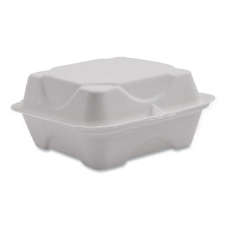 Eco-Products® Vanguard Renewable and Compostable Sugarcane Clamshells, 1-Compartment, 6 x 6 x 3, White, 500/Carton (ECOEPHC6NFA)