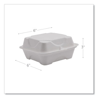 Eco-Products® Vanguard Renewable and Compostable Sugarcane Clamshells, 1-Compartment, 6 x 6 x 3, White, 500/Carton (ECOEPHC6NFA)