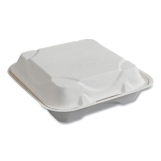 Eco-Products® Vanguard Renewable and Compostable Sugarcane Clamshells, 1-Compartment, 9 x 9 x 3, White, 200/Carton (ECOEPHC91NFA)