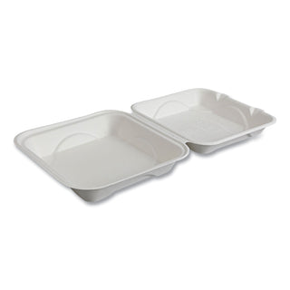 Eco-Products® Vanguard Renewable and Compostable Sugarcane Clamshells, 1-Compartment, 9 x 9 x 3, White, 200/Carton (ECOEPHC91NFA)